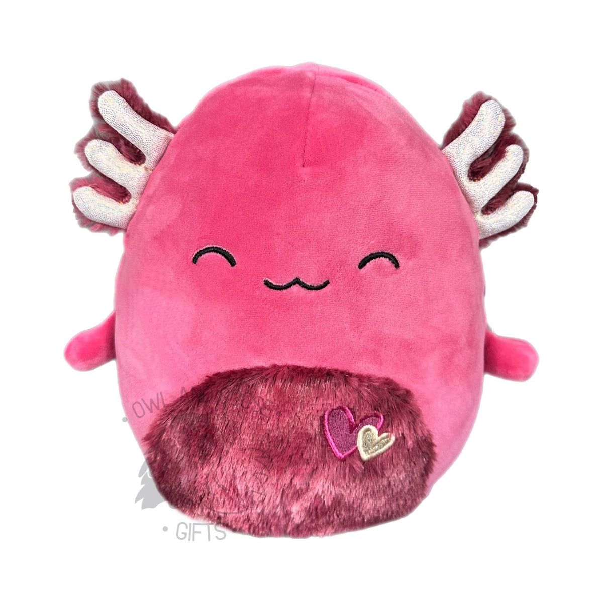 Squishmallow 8 Inch Indiemae The Maroon Axolotl With Hearts Valentine Plush Toy Owl And Goose Ts