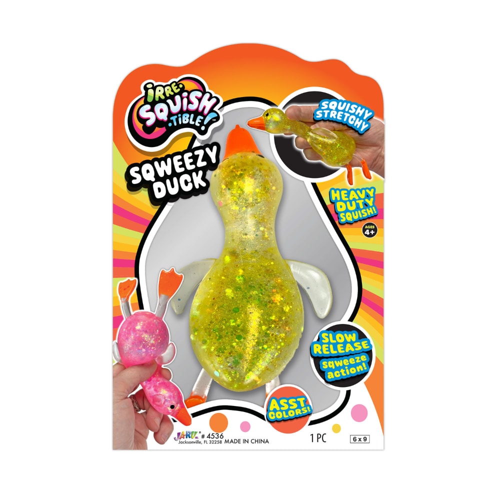 Ja-Ru Irre-Squish-Tible Sqweezy Ducks 6 Inch Squishy Sensory Toy - Assorted