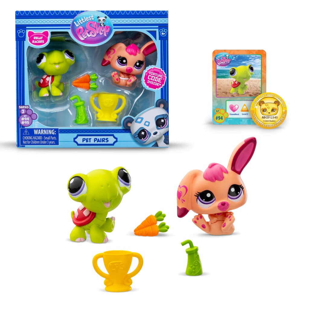 Littlest Pet Shop Pet Pairs Series 2 - Turtle #94 and Pink Rabbit #95