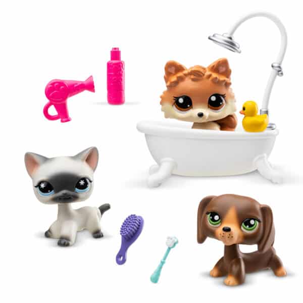 Littlest Pet Shop Gen 7 Grooming Spa Play Pack - #172 Dachshund, #173 Siamese Cat, #174 Pomeranian