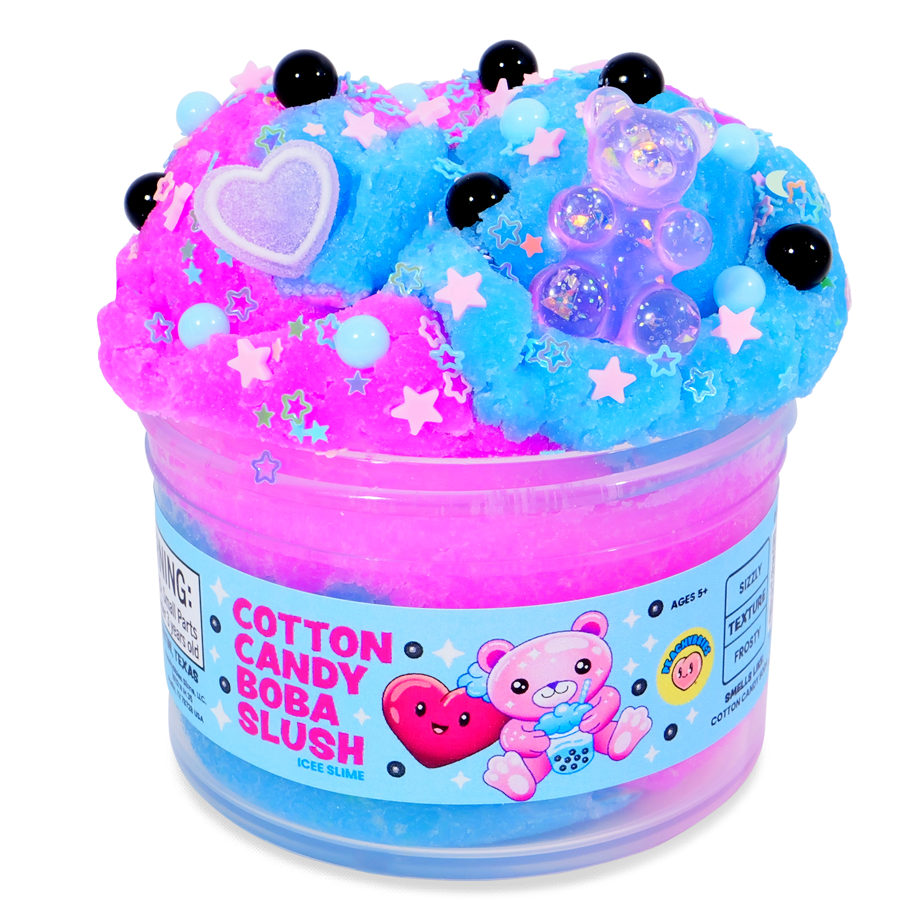 PeachyBbies 7 oz Cotton Candy Boba Slush Slime