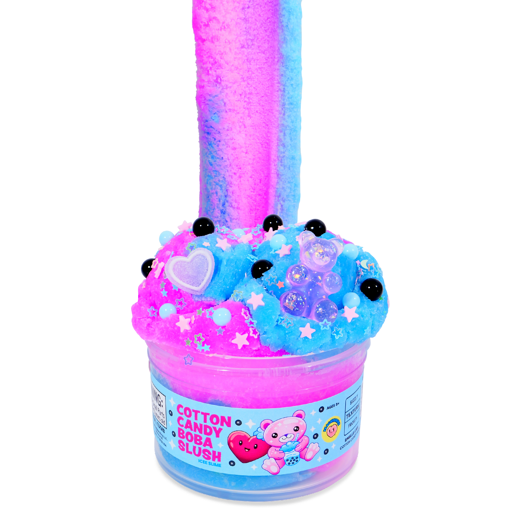 PeachyBbies 7 oz Cotton Candy Boba Slush Slime