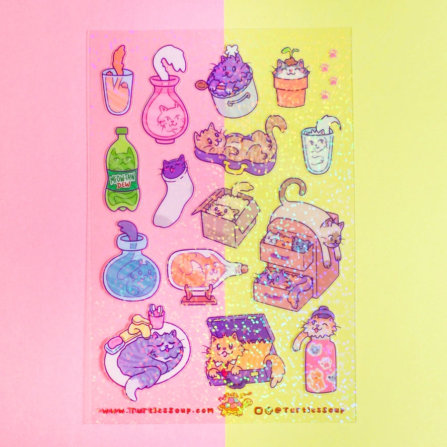 Turtle's Soup Liquid Cats Vinyl Sticker Sheet