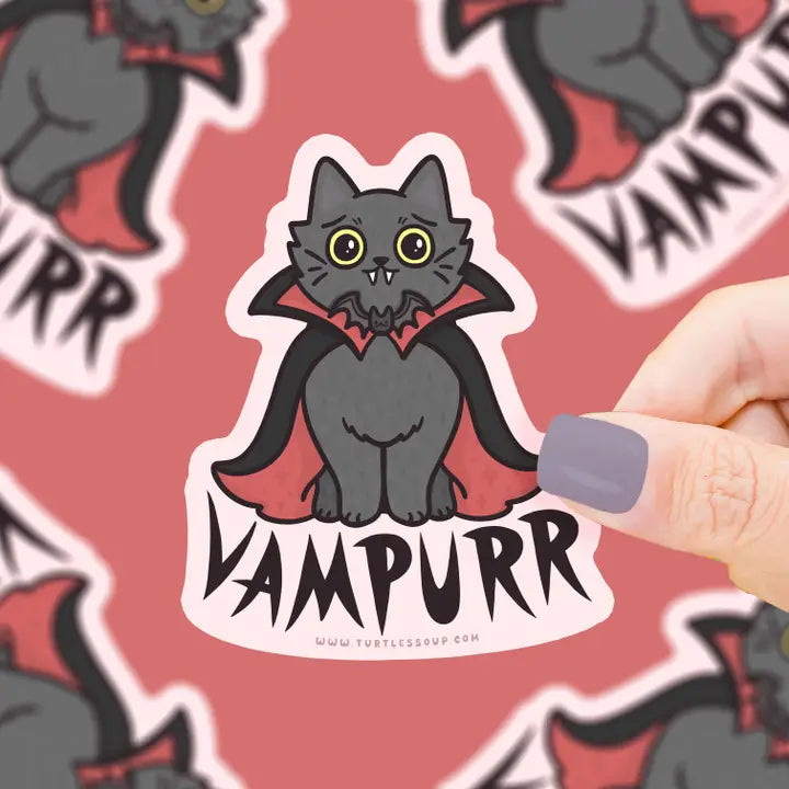 Turtle's Soup Vampurr Black Cat Halloween Vinyl Sticker