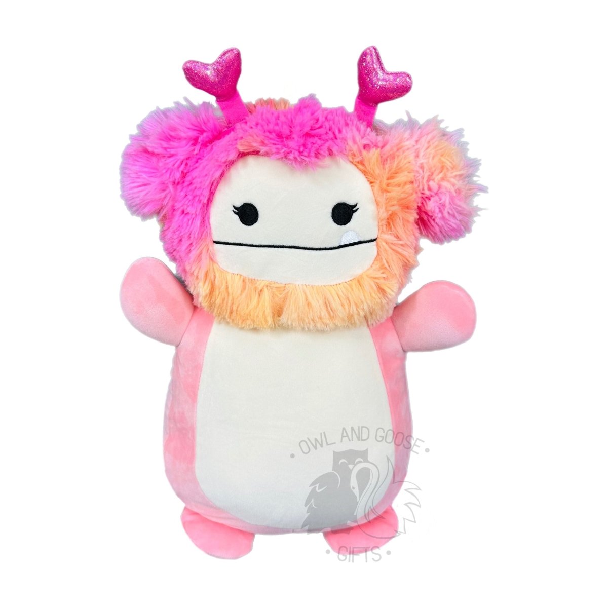 Squishmallow 10 Inch Caparinne the Pink Bigfoot Valentine Hug Mees Plush Toy - Owl & Goose Gifts