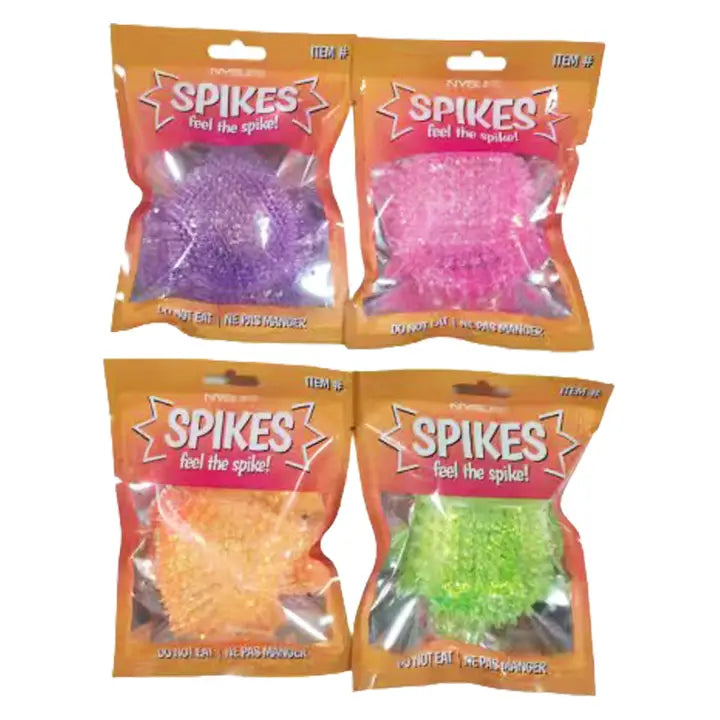 Sugar Gel Squishy Ball 2.5 Inch Spikes Maltose Filled Sensory Toy - Assorted