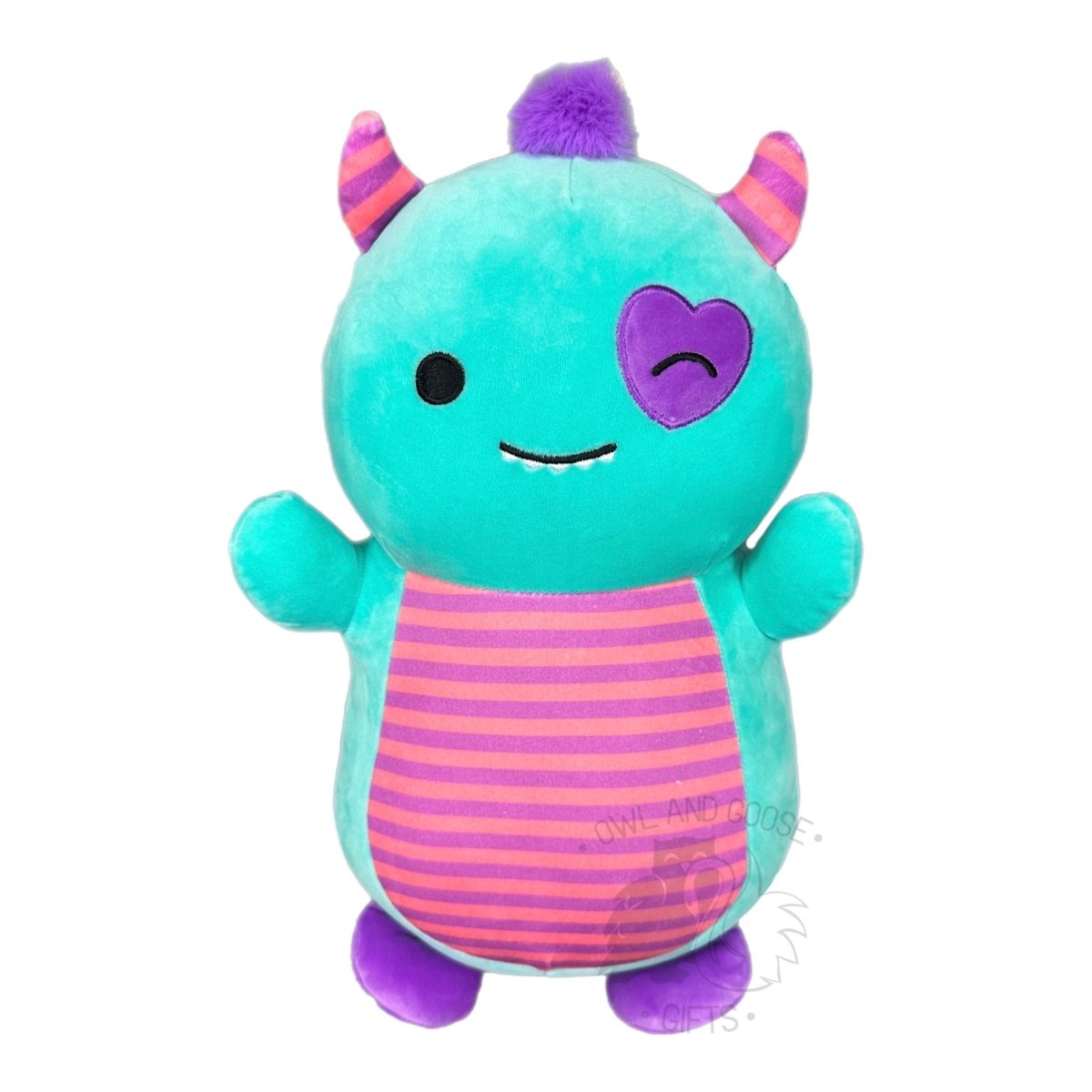 Squishmallow 10 Inch Leon the Monster Valentine Hug Mees Plush Toy - Owl & Goose Gifts