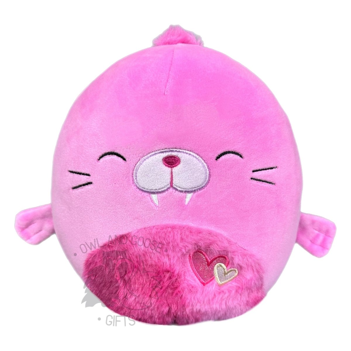 Squishmallow 12 Inch Pepper the Pink Walrus Valentine Plush Toy - Owl & Goose Gifts