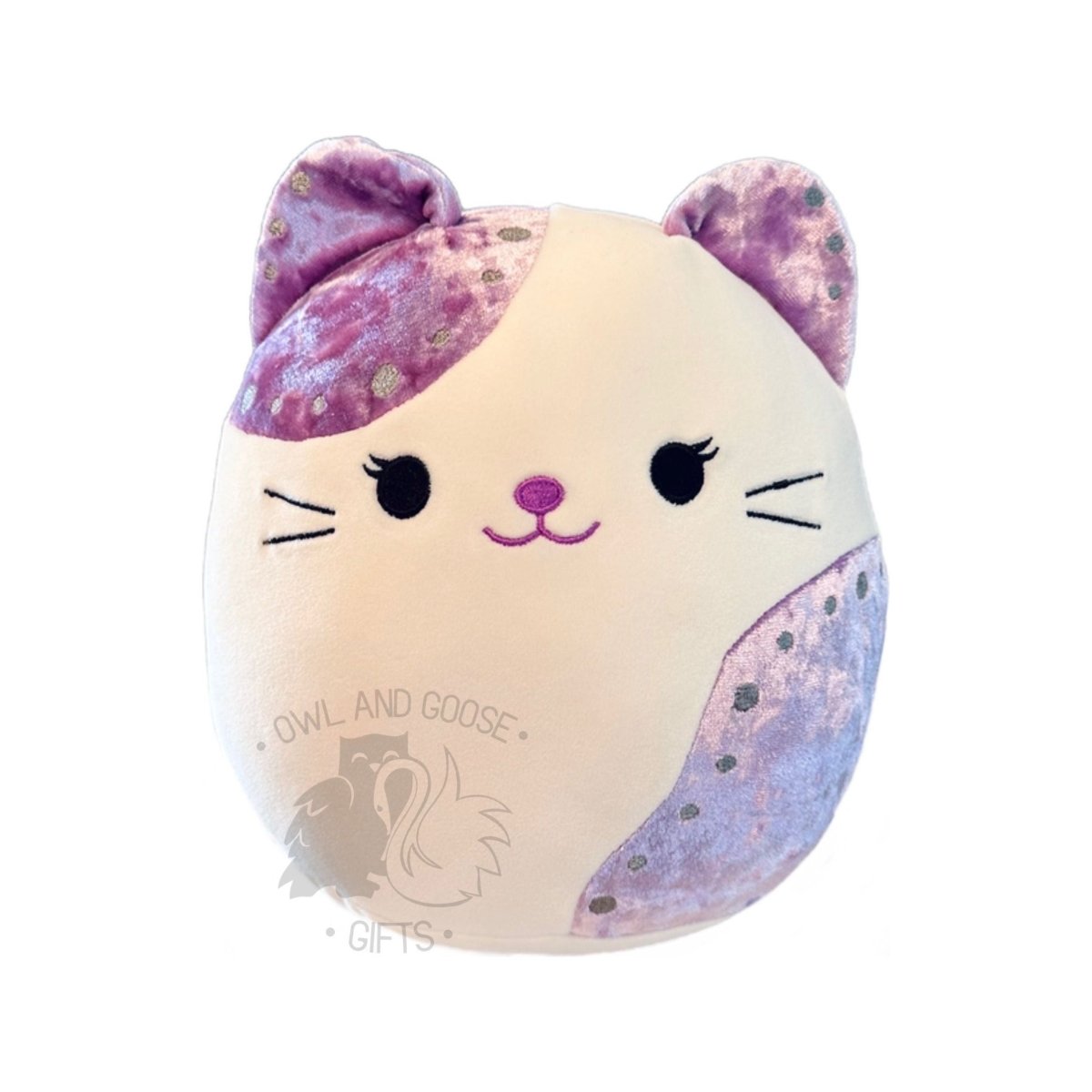 Squishmallow 12 Inch Rune the Cat Velvet Squad Plush Toy - Owl & Goose Gifts