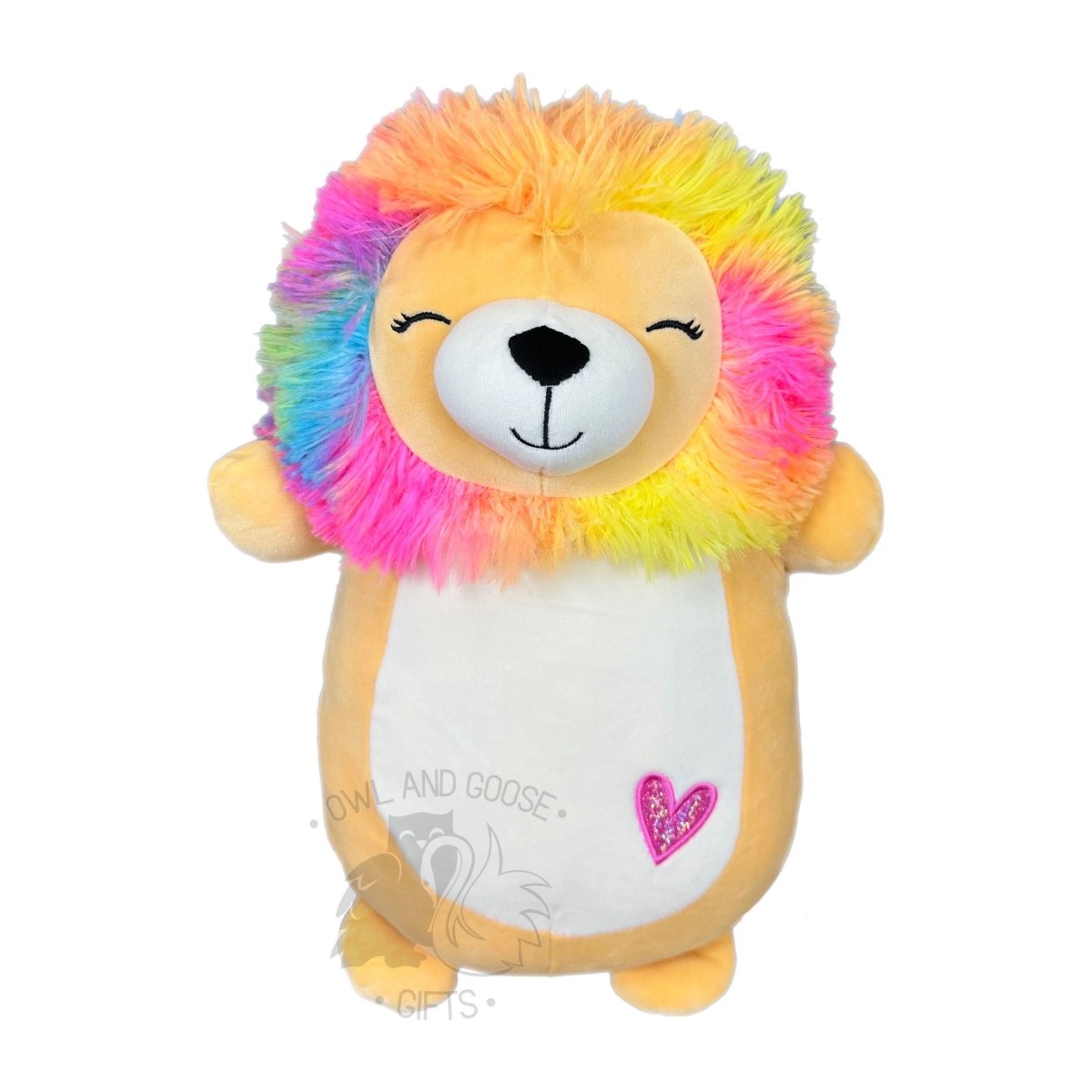 Squishmallow 14 Inch Leonard the Lion Valentine Hug Mees Plush Toy - Owl & Goose Gifts