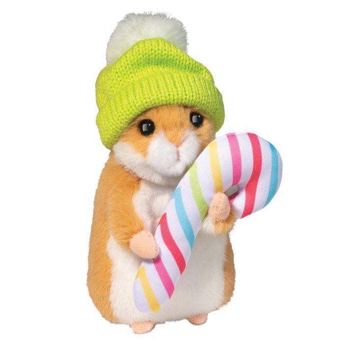 Douglas 7 Inch Holiday Hamster with Rainbow Candy Cane Plush Toy