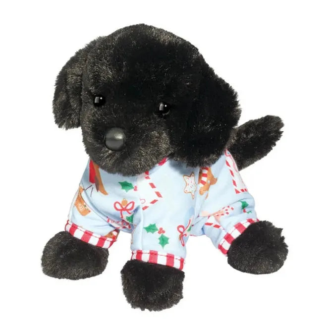 Douglas 7 Inch Black Lab with Holiday PJs Plush Toy