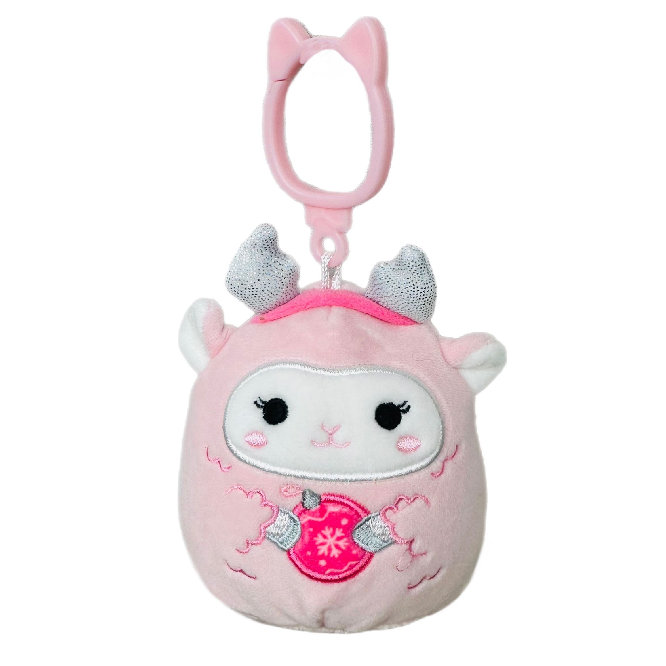 Squishmallow 3.5 Inch Lala the Lamb with Ornament Christmas Plush Clip