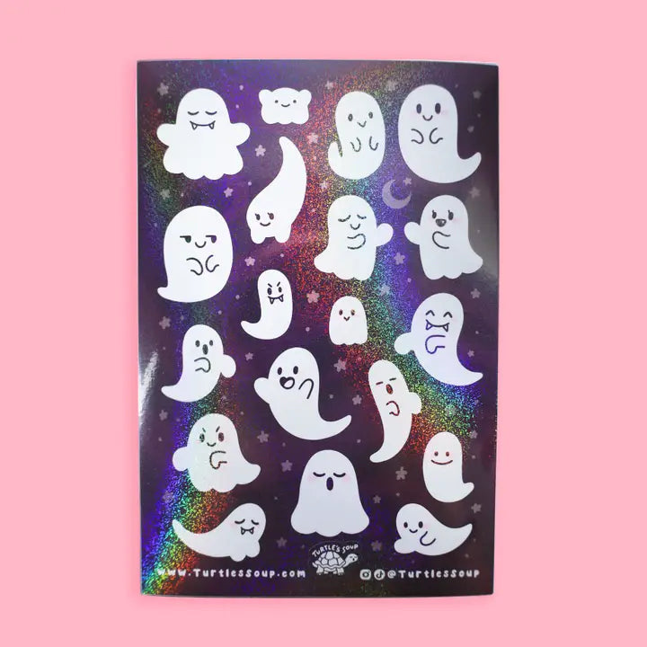 Turtle's Soup Kawaii Ghosts Halloween Vinyl Sticker Sheet