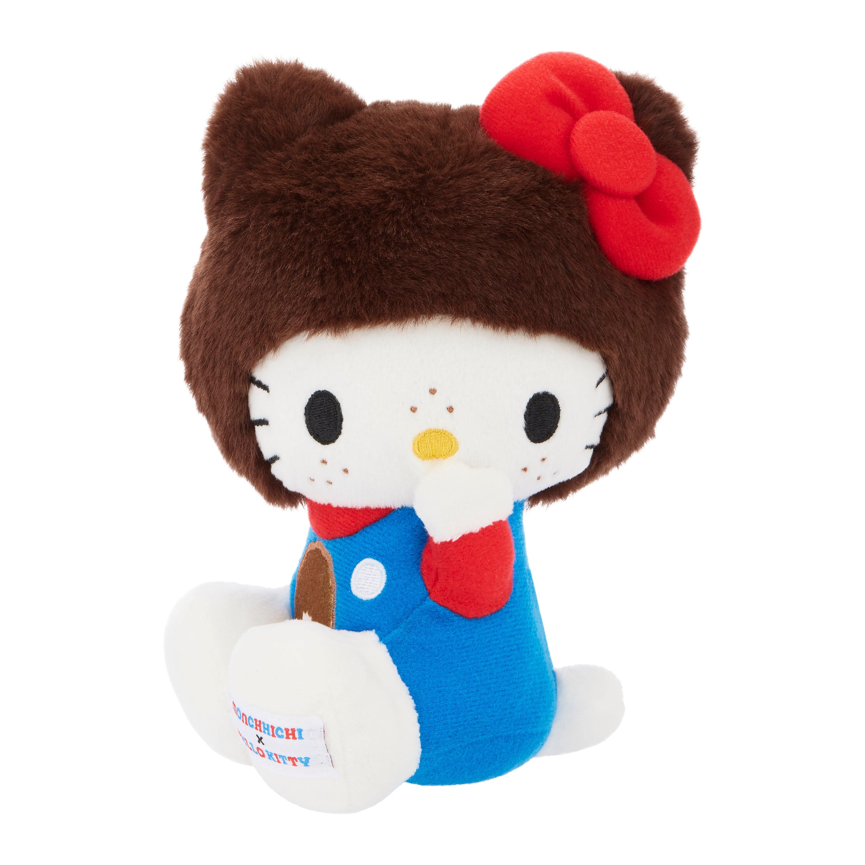 Monchhichi x Hello Kitty 7 Inch Hello Kitty in Overalls Plush Toy
