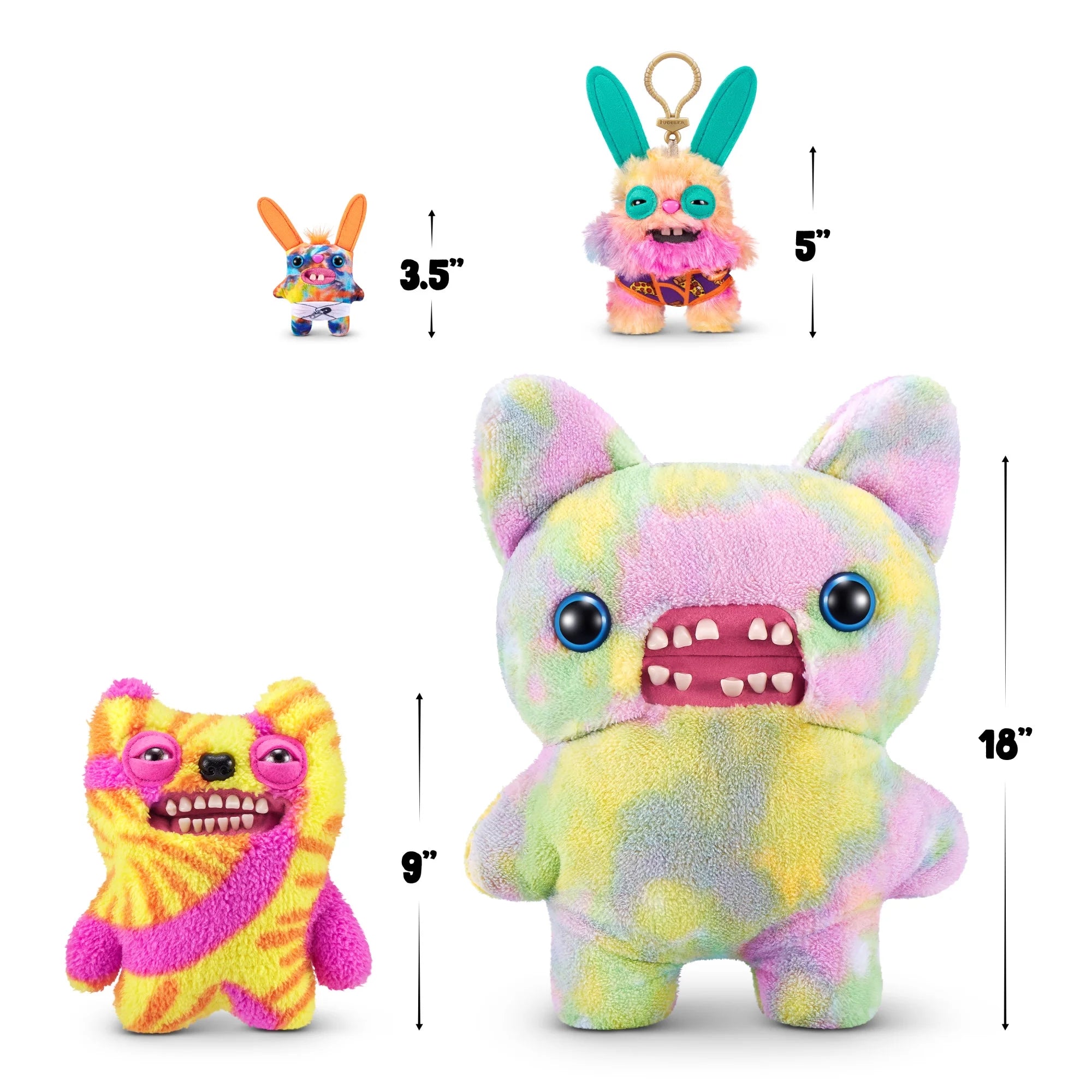 Zuru Fugglers 5 Inch Plush Keyring - Rabid Rabbit Tie Dye