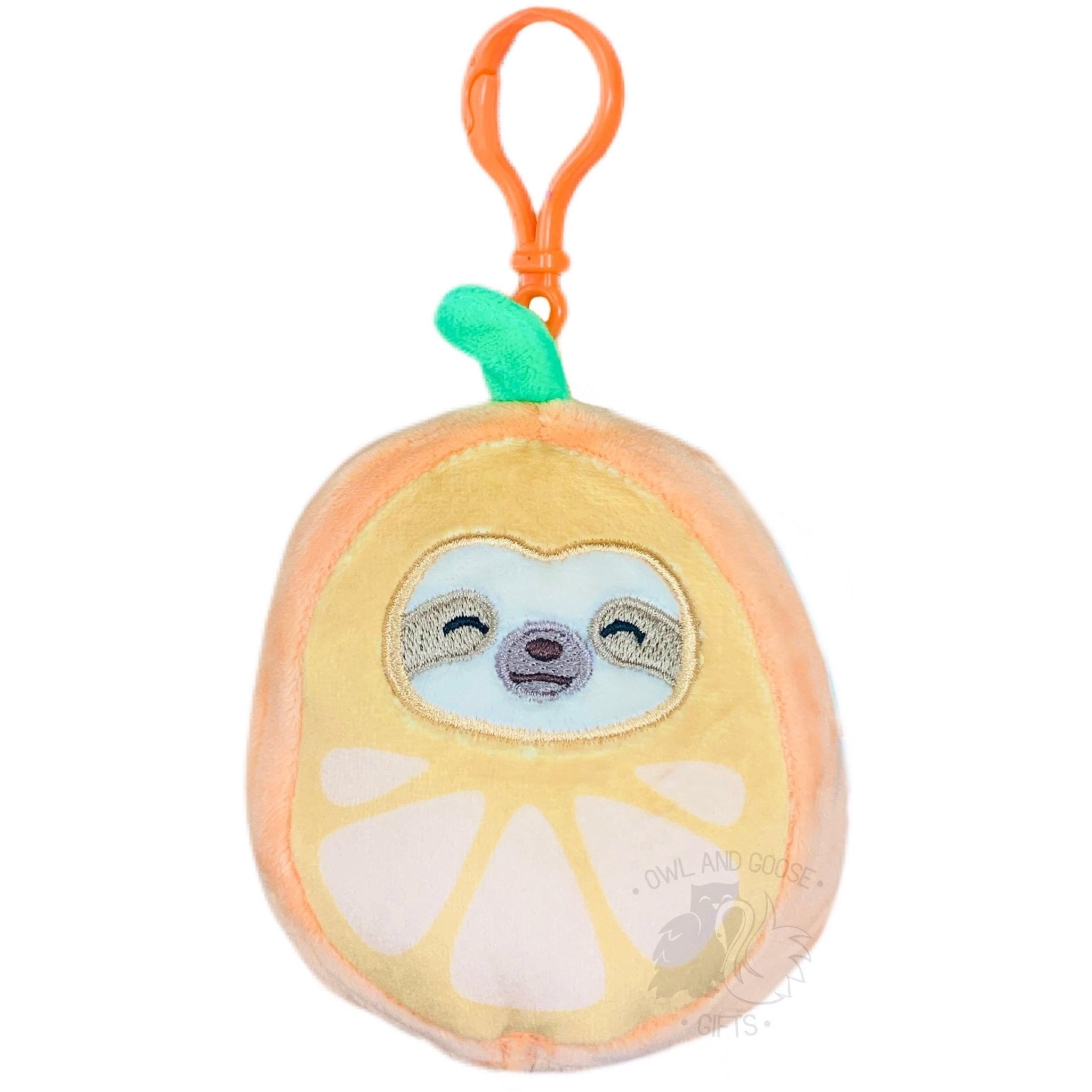 Squishmallow 3.5 Inch Simon the Sloth in Orange Costume Plush Clip