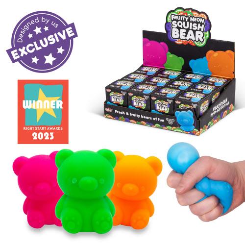 Scrunchems Fruity Neon Squish Bears 2.5 Inch Squishy Sensory Toy - Assorted