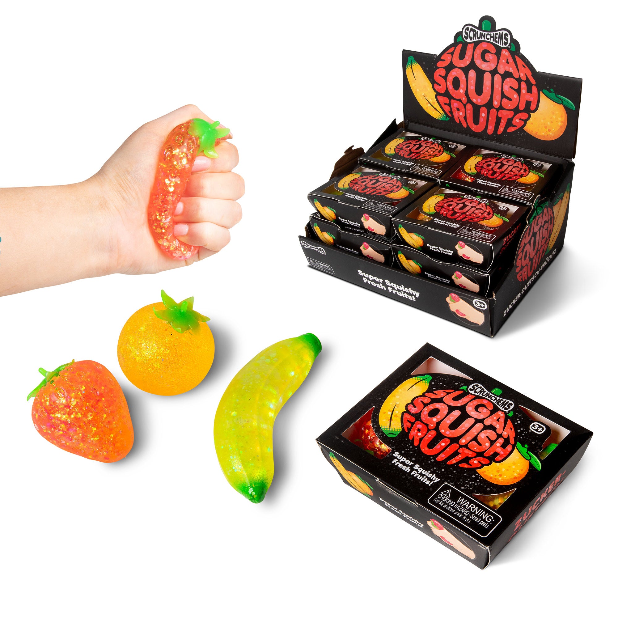 Scrunchems Sugar Squish Fruits 2.5 Inch Squishy Sensory Toy - Set of 3