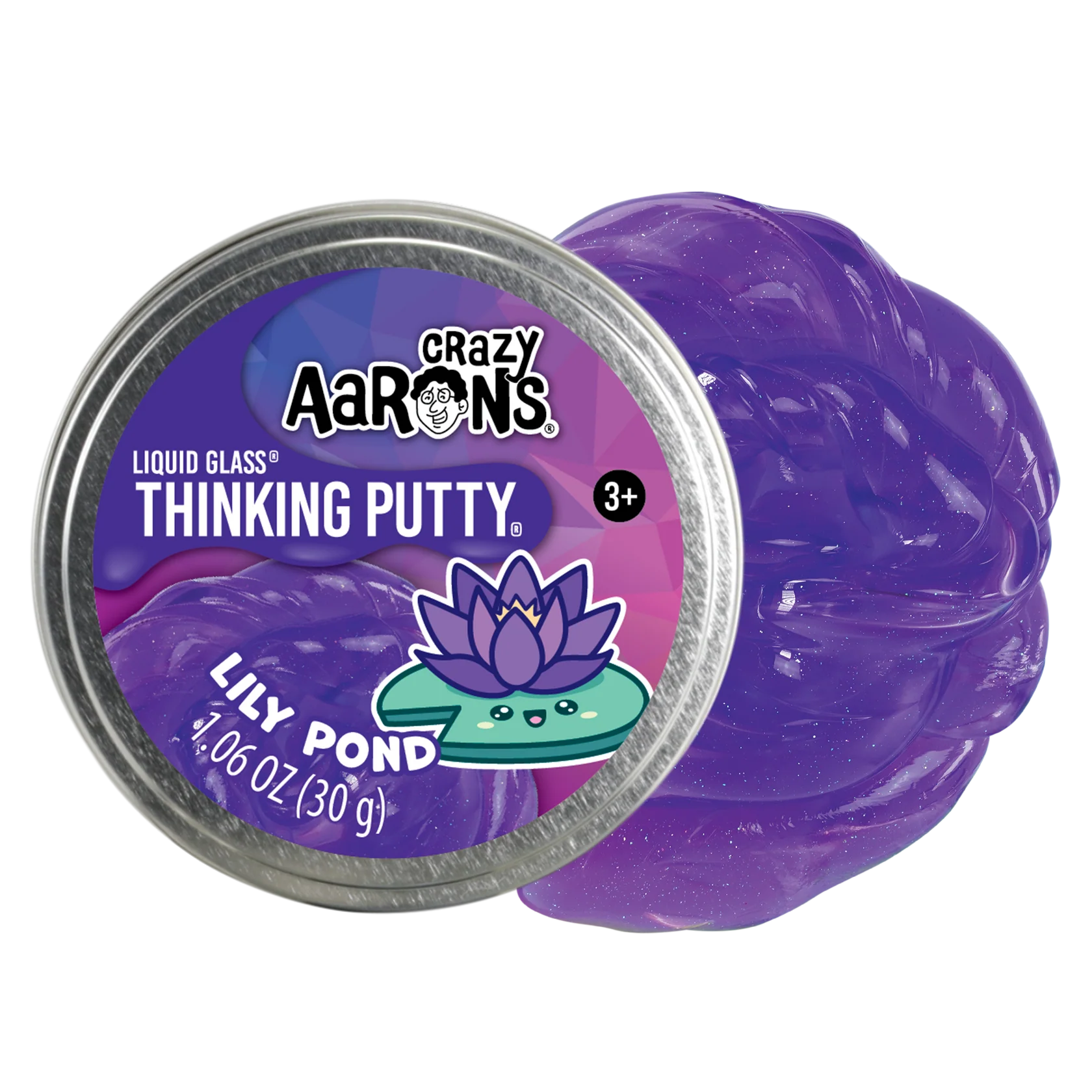 Crazy Aarons Lily Pond Liquid Glass Medium 2.75 Inch Thinking Putty Tin