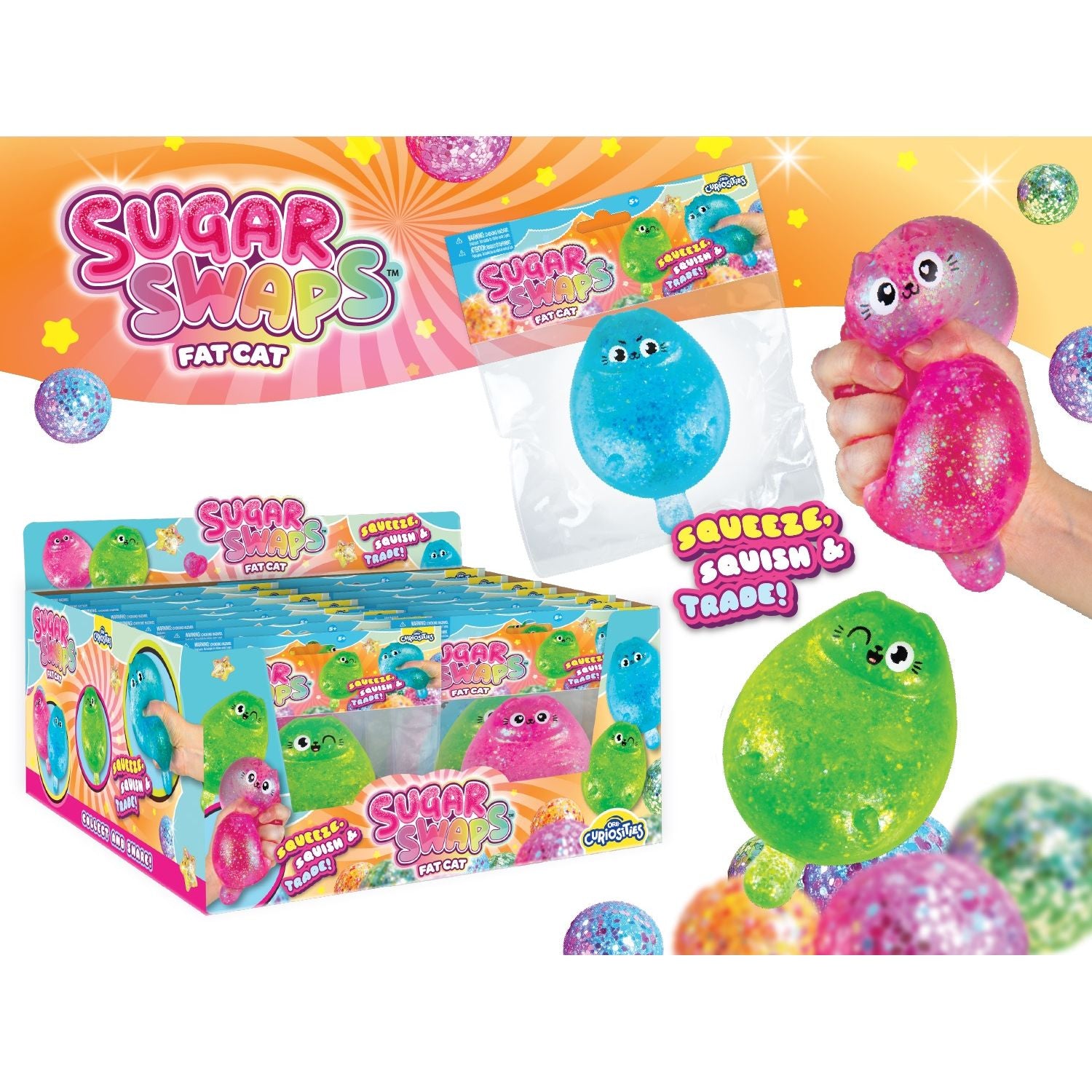 ORB 3.5 Inch Sugar Swaps™ Fat Cat Squishy Sensory Toy - Assorted