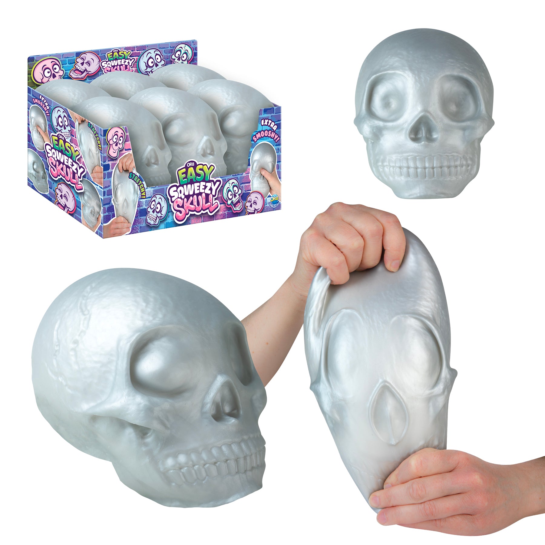 ORB Easy Sqweezy Skull 7 Inch Jumbo Squishy Sensory Toy