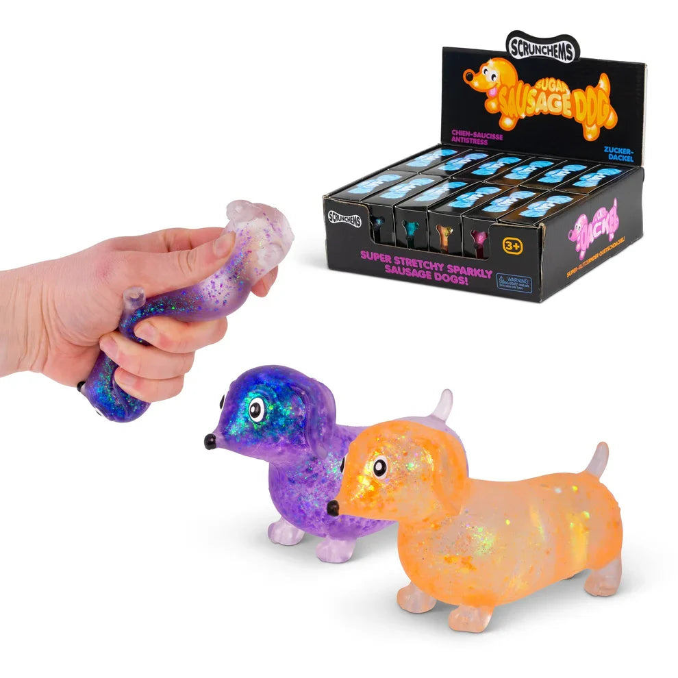 Scrunchems Sugar Sausage Dog 3 Inch Squishy Sensory Toy - Assorted