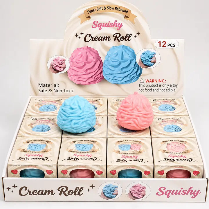 Crunchy Cream Roll Squishy 3 Inch Crunchy ASMR Squishy Sensory Toy - Assorted