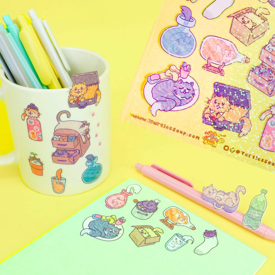 Turtle's Soup Liquid Cats Vinyl Sticker Sheet