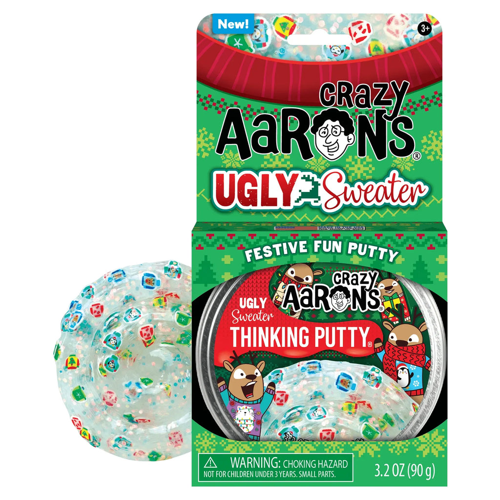 Crazy Aarons Santa's Ugly Sweater Full Size 4 Inch Thinking Putty Tin