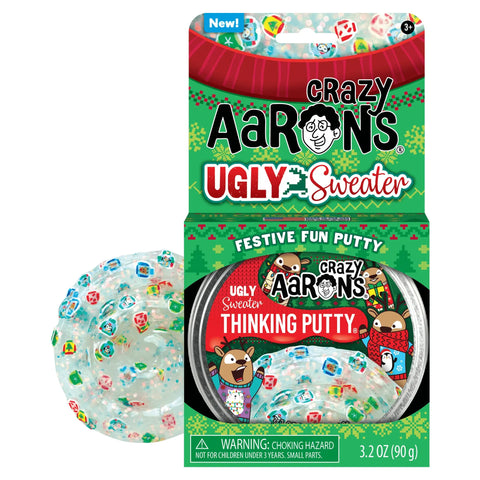 Crazy Aarons Santa's Ugly Sweater Full Size 4 Inch Thinking Putty Tin