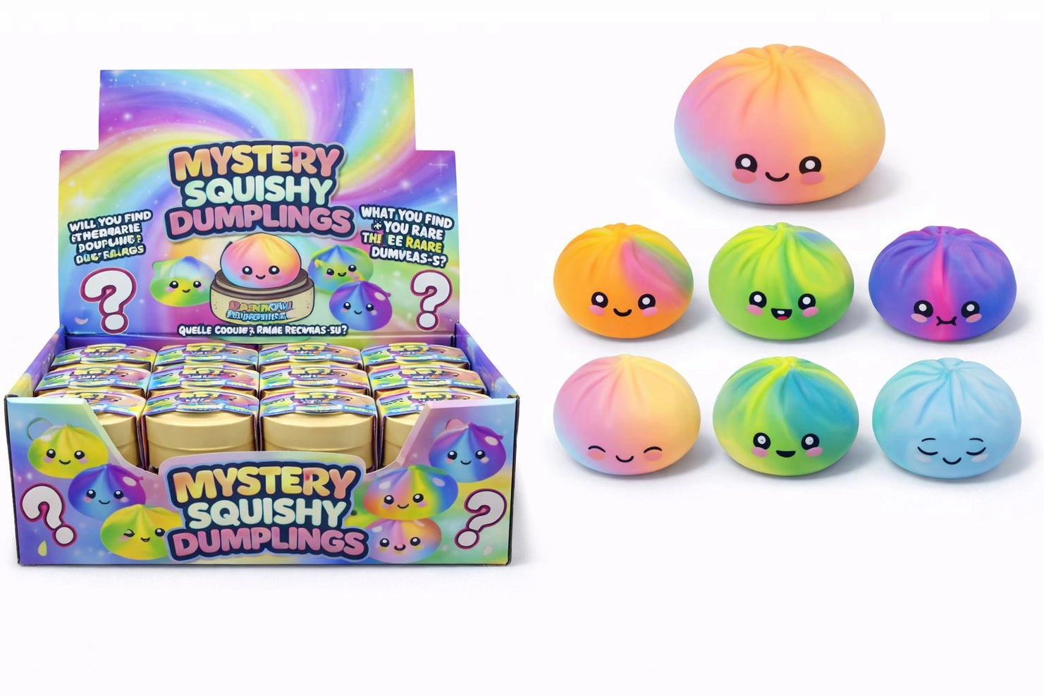 HPC Mystery Squishy Dumplings w/ Faces - 3.5 Inch TIE DYE Sensory Toy