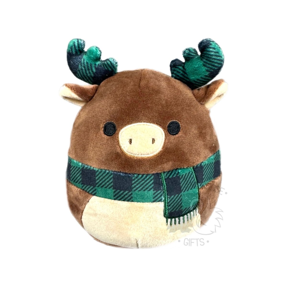 Squishmallow 5 Inch Buford the Moose with Plaid Scarf Christmas Plush Toy - Owl & Goose Gifts