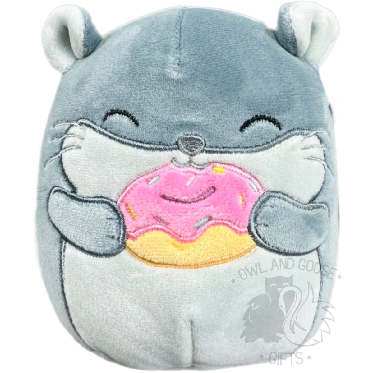 Squishmallow 5 Inch Camilo the Chinchilla with Donut Plush Toy - Owl & Goose Gifts