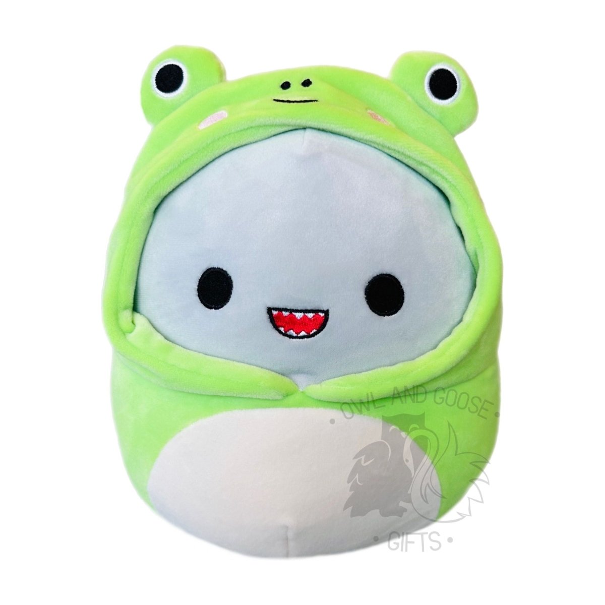 Squishmallow 5 Inch Gordon the Shark in Frog Costume Plush Toy - Owl & Goose Gifts