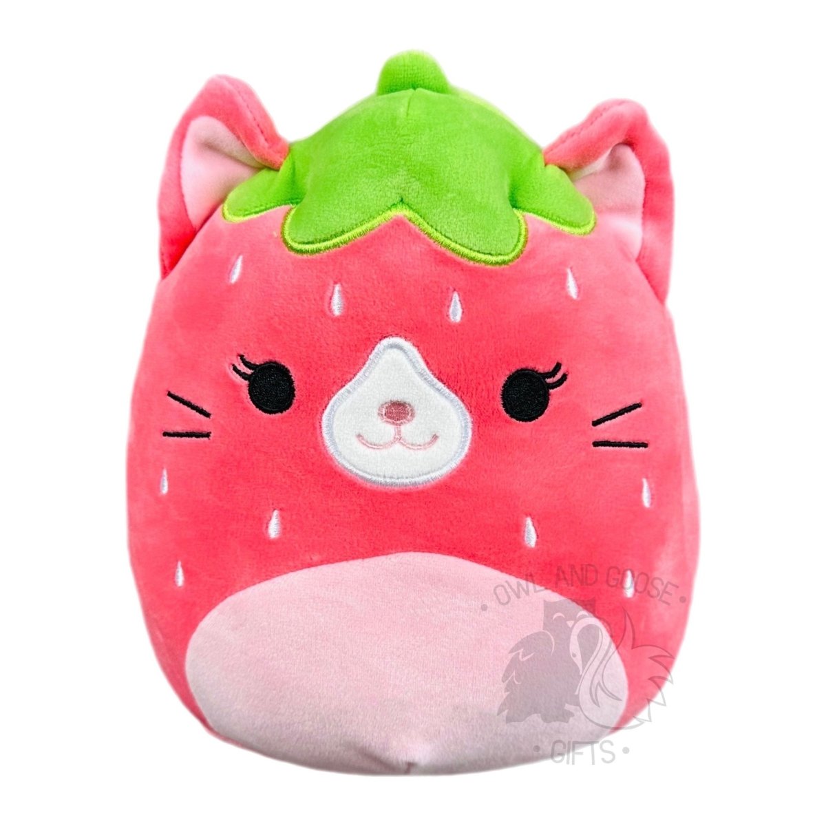 Squishmallow 5 Inch Olma the Strawberry Cat Plush Toy - Owl & Goose Gifts