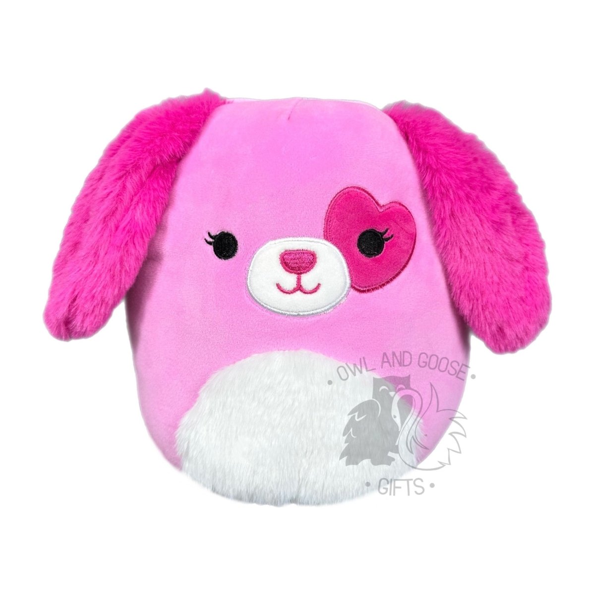 Squishmallow 5 Inch Sager the Pink Dog Valentine Plush Toy - Owl & Goose Gifts