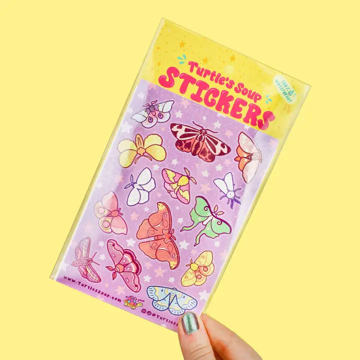Turtle's Soup Moonlight Moths Vinyl Sticker Sheet