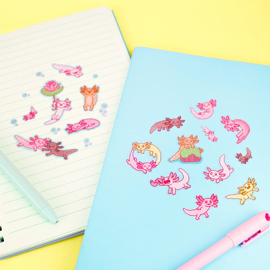 Turtle's Soup Axolotl Cute Vinyl Sticker Sheet