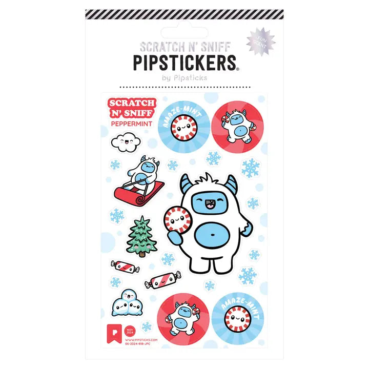 Pipsticks Playful Yeti Scratch N' Sniff Stickers - Peppermint