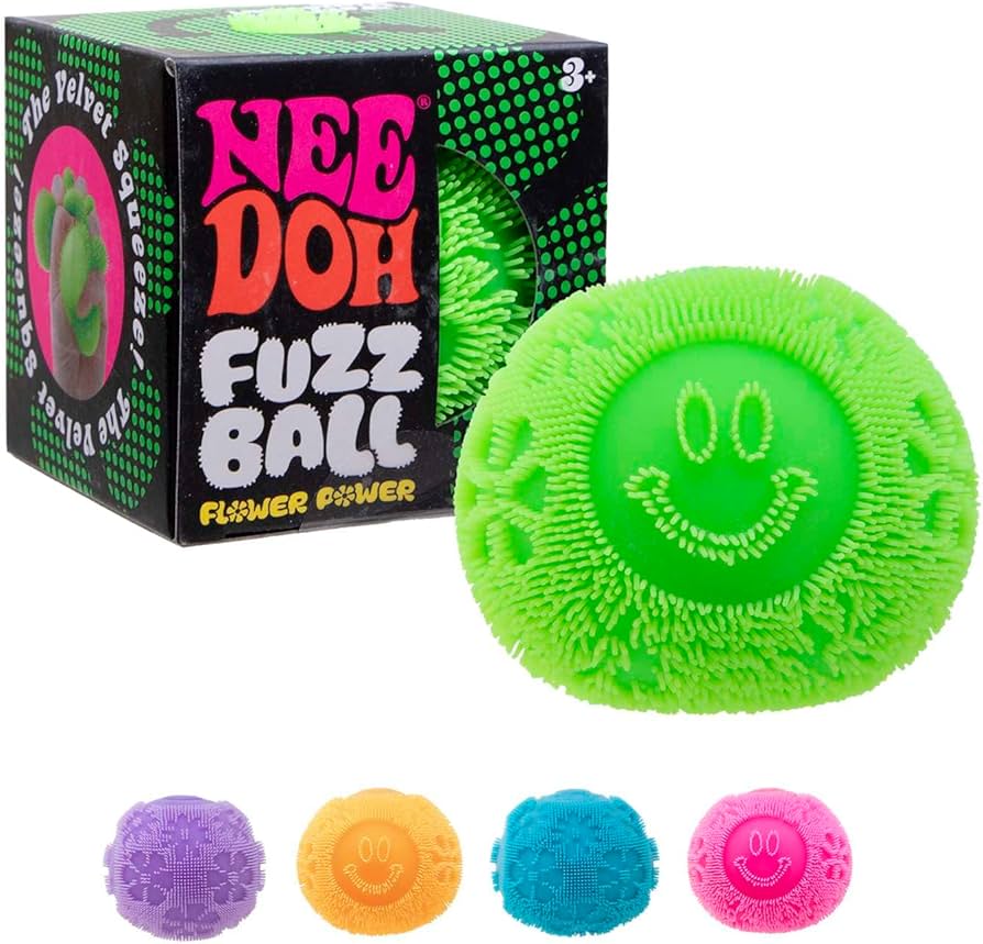 Nee Doh Flower Power Fuzz Ball 2.5 Inch Squish Ball Fidget Toy