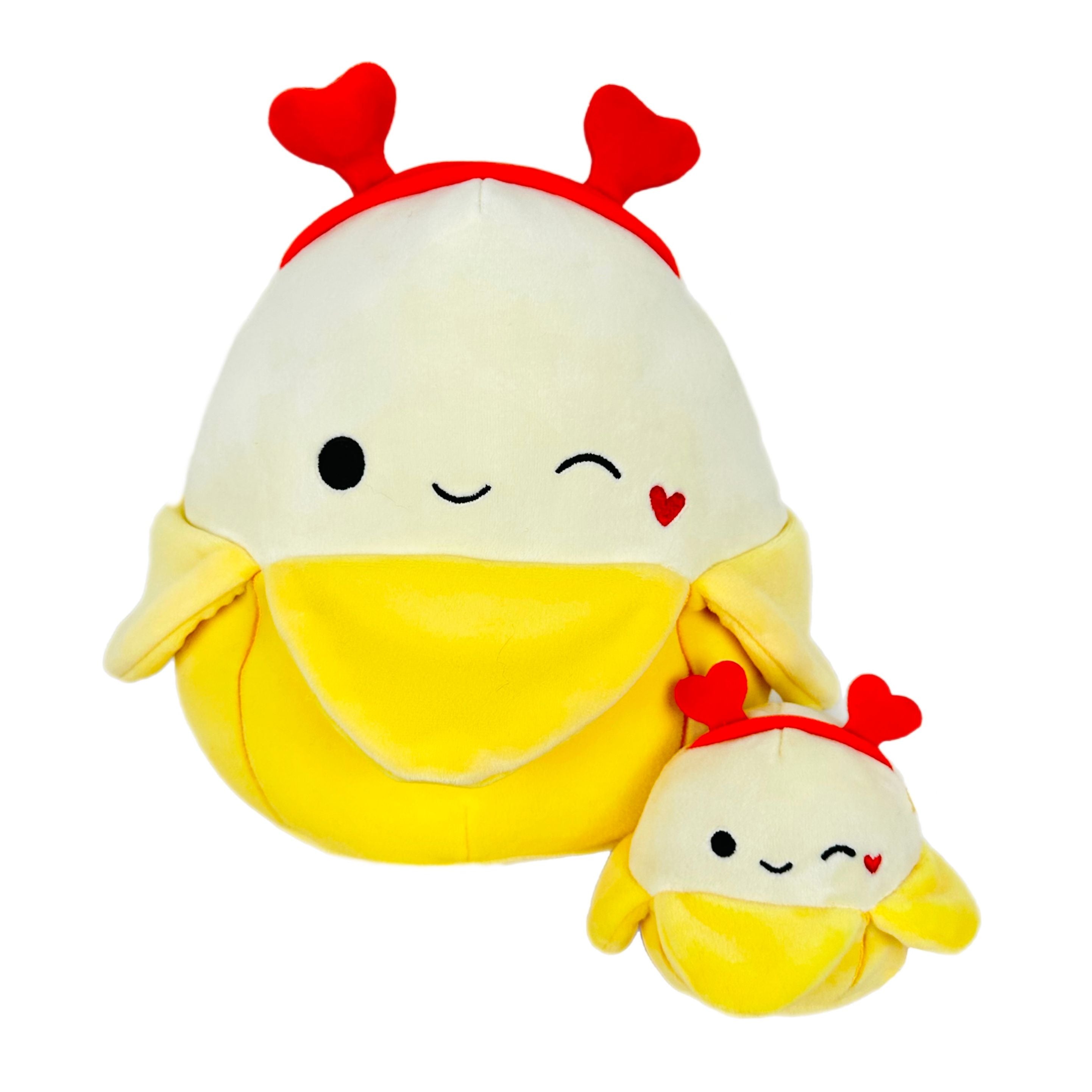 Squishmallow 8 Inch/3.5 Inch Junie the Banana 'Mallows & Minis Valentine Plush Toy Set
