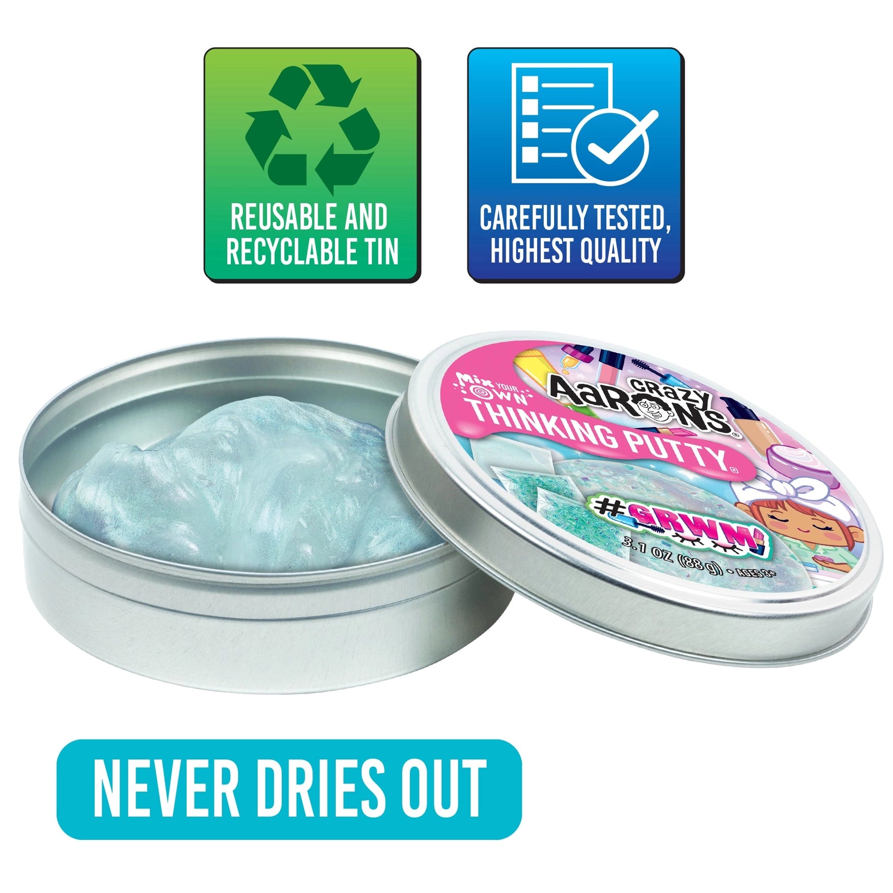 Crazy Aarons #GRWM Mix It Full Size 4 Inch Thinking Putty Tin – Owl and ...