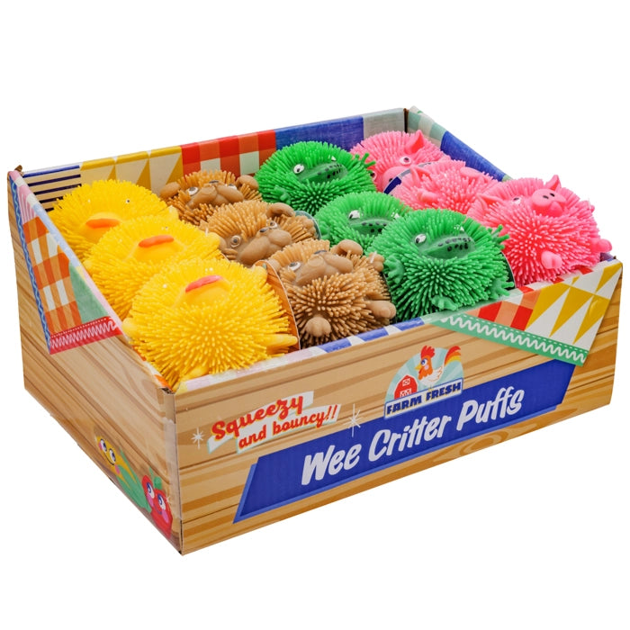 Toysmith Wee Critter Puffs 3 Inch Air Filled Squishy Sensory Fidget Toy