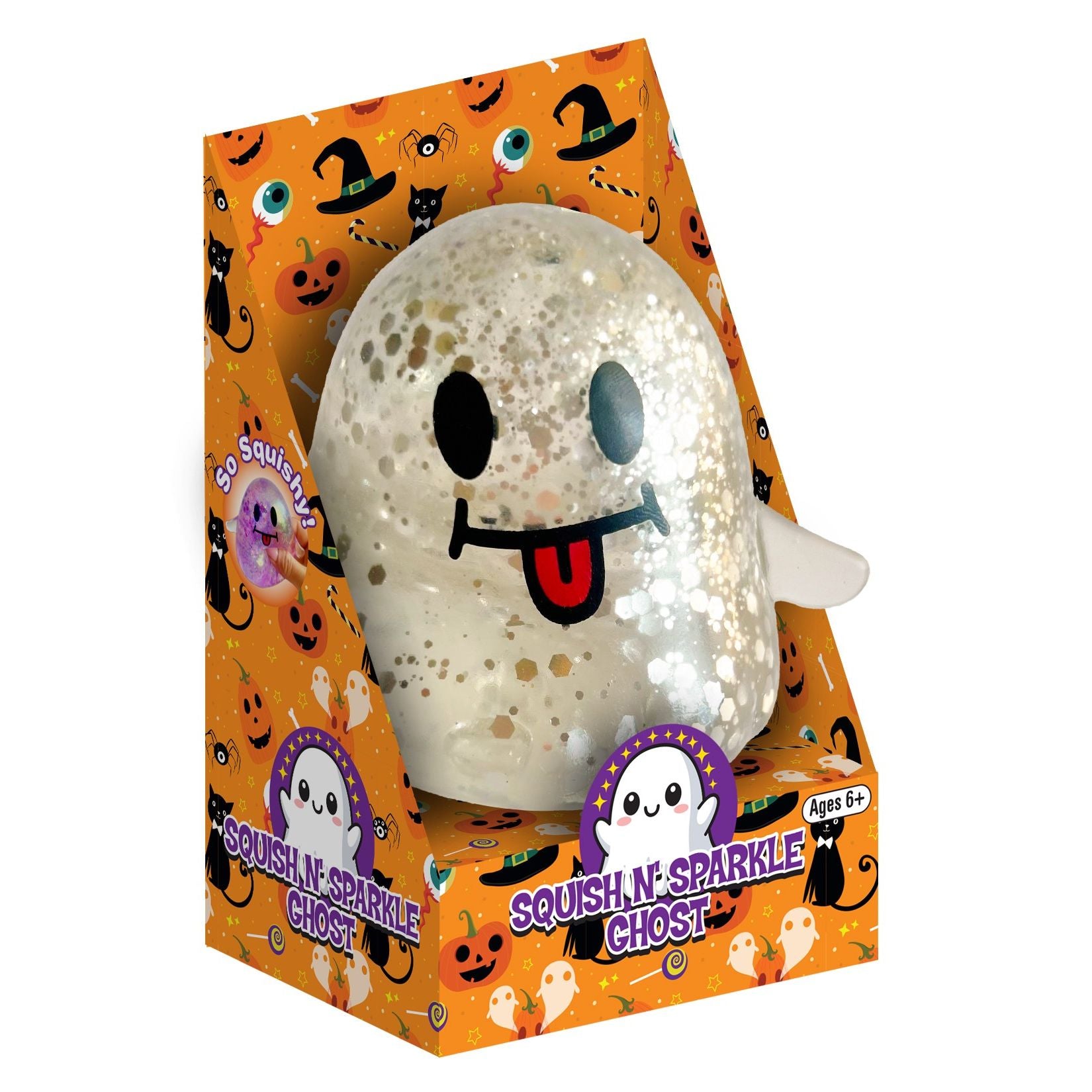 Zorbitz 3 Inch Squish N' Sparkle Ghost Halloween Squishy Sensory Toy - Assorted