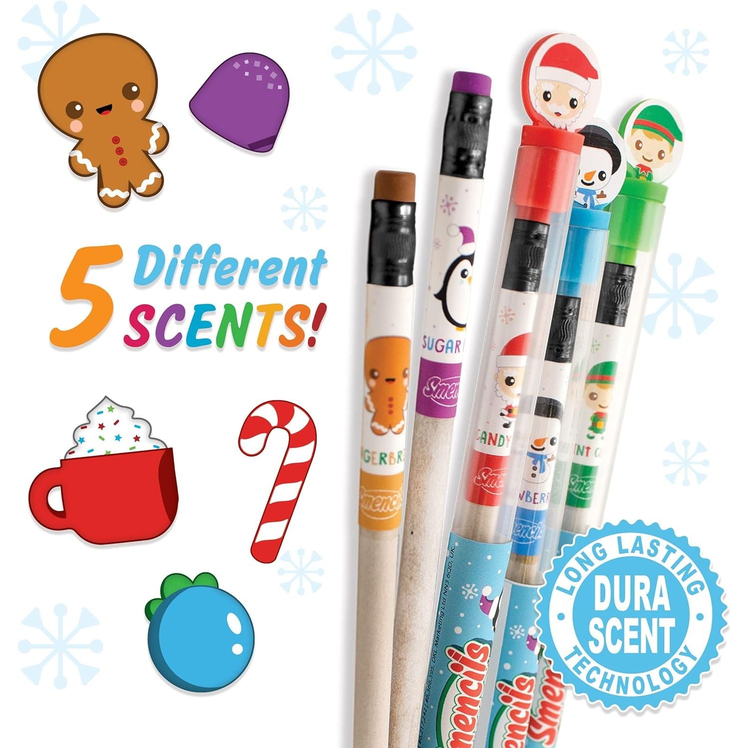 Scentco Smencils Holiday Scented Pencils - 5 Pack