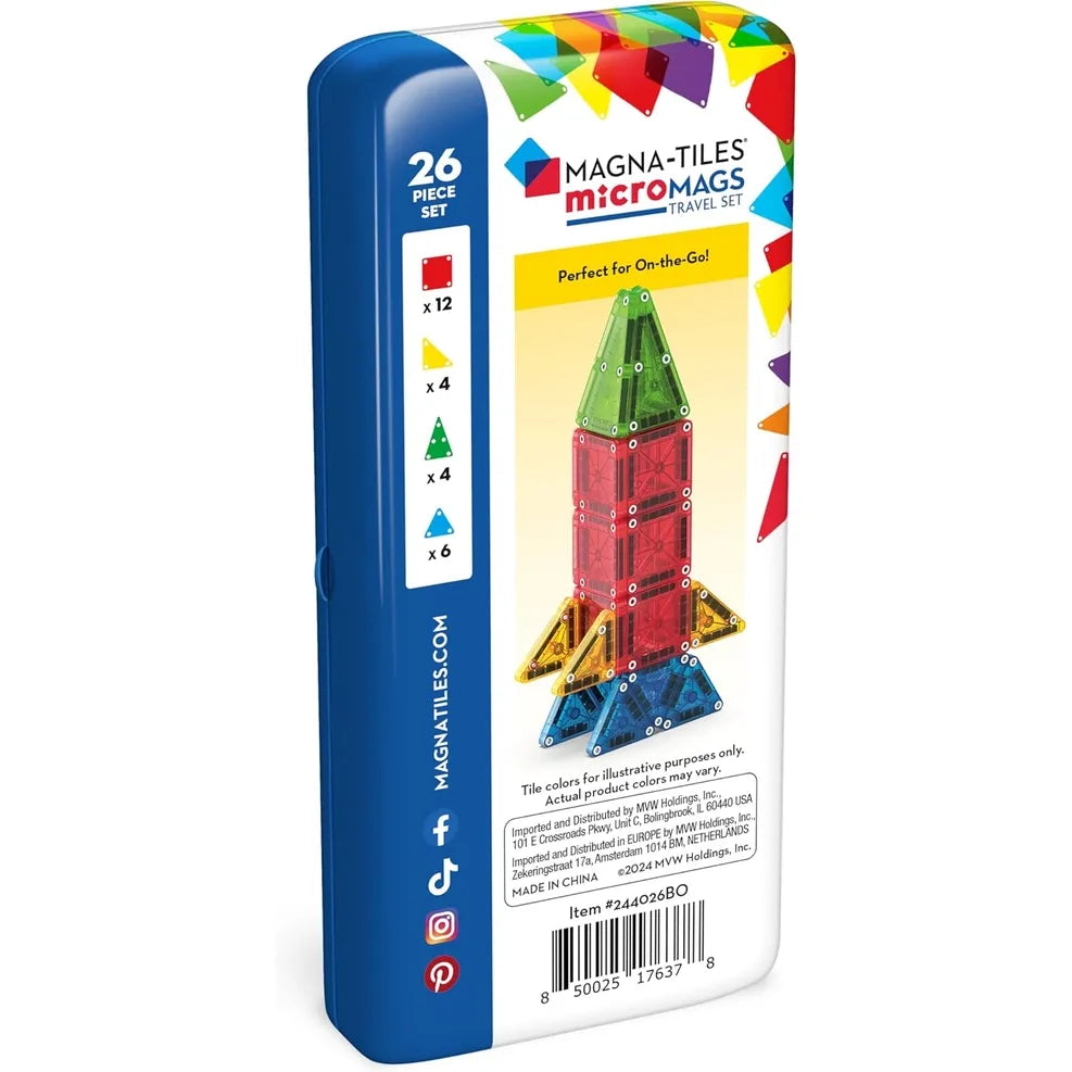 Magna-Tiles microMags Travel - 26 Piece Magnet Block Building Set
