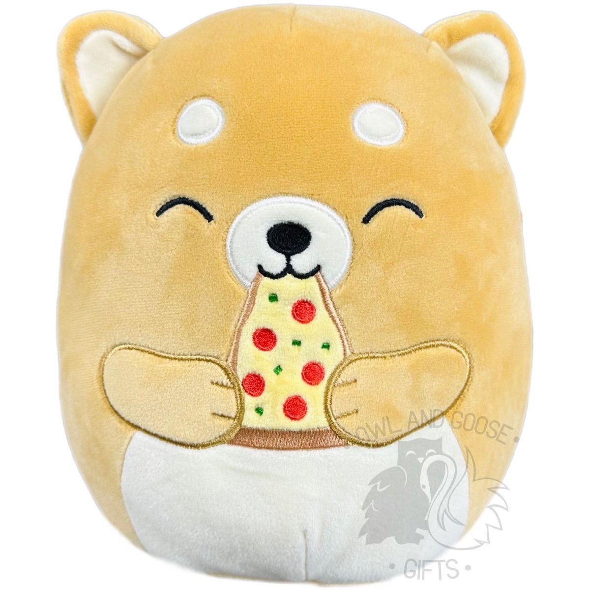 Squishmallow 8 Inch Angie the Shiba Inu with Pizza Plush Toy - Owl & Goose Gifts