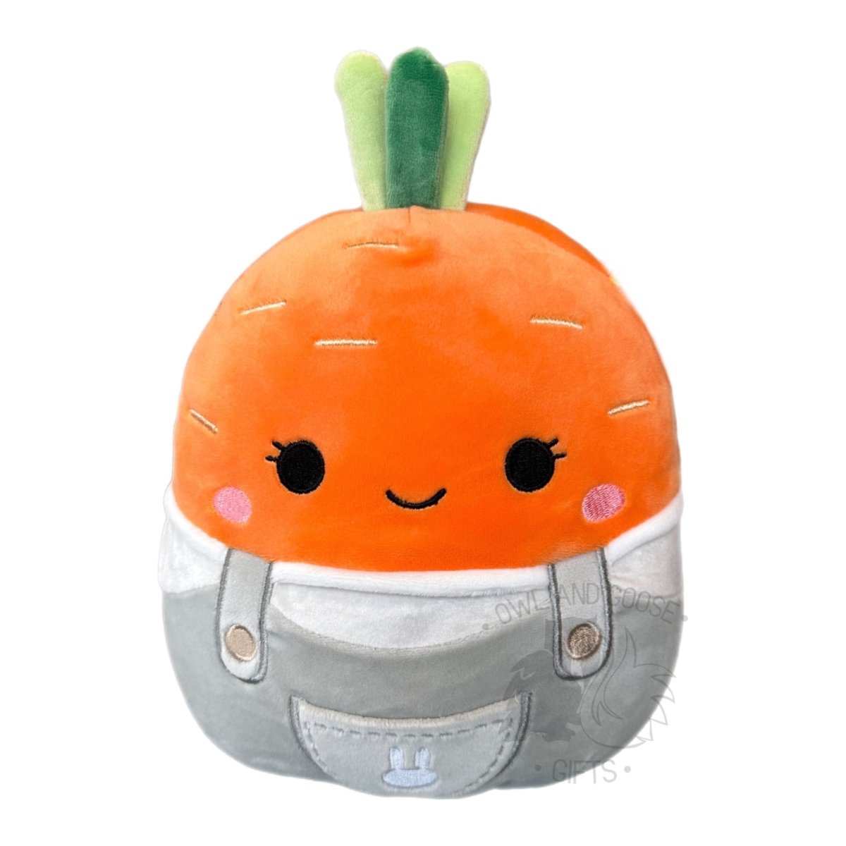 Squishmallow 8 Inch Caroleena the Carrot in Overalls Plush Toy - Owl & Goose Gifts