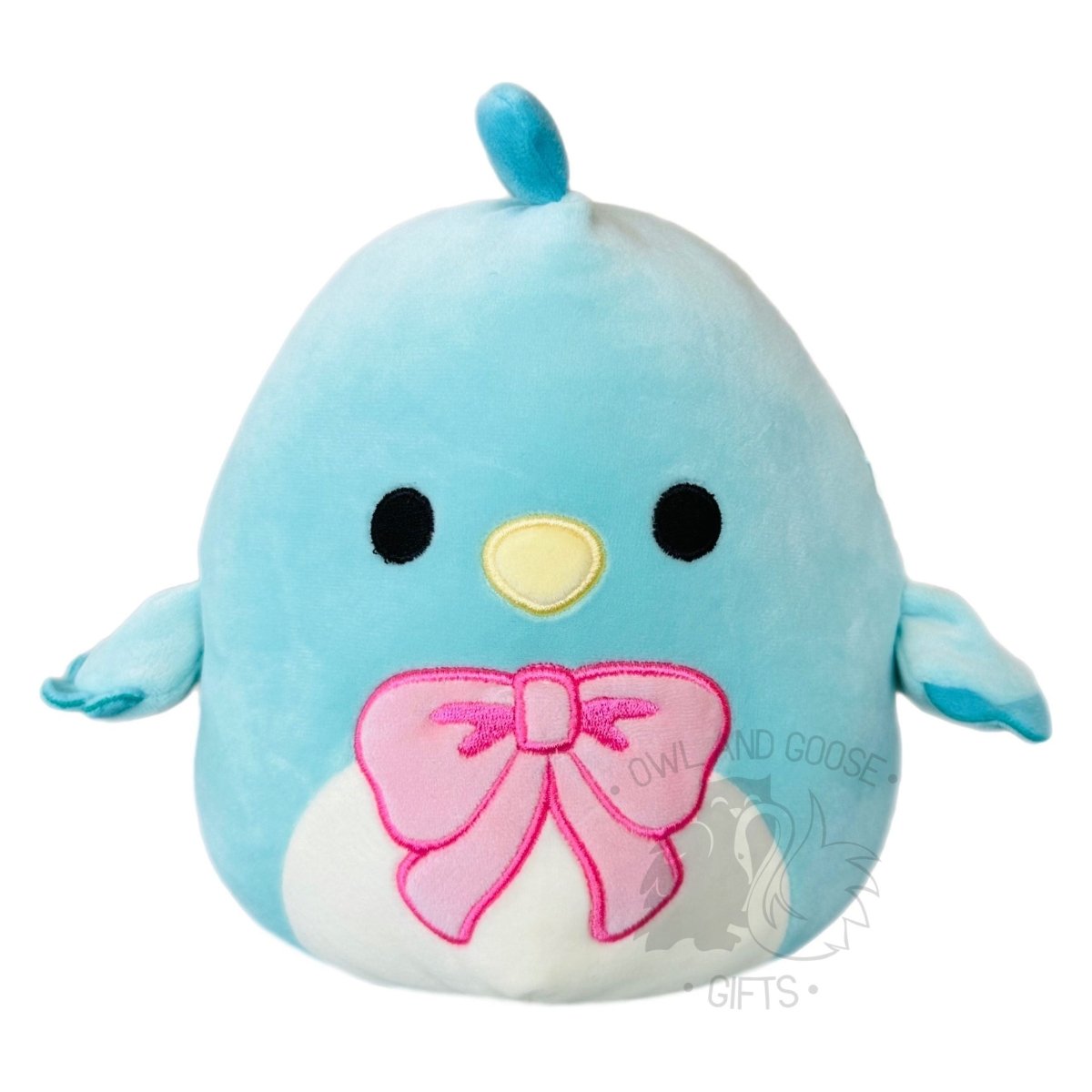 Squishmallow 8 Inch Dolores the Blue Chick with Bow Plush Toy - Owl & Goose Gifts